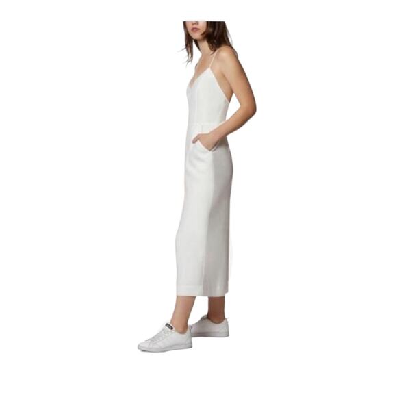 Avec Les Filles White Fitted Wide Leg V-Neck Cropped One-Piece Jumpsuit, Size 2 - Picture 16 of 16